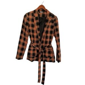 Fashion union Plaid Women's Jacket Black and brown size 4